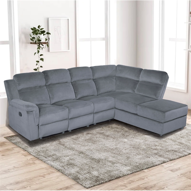 Recliner Storage Upholstery Sectional Sofa Couchs Grey