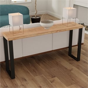 Casartis Living Mango 70&quot Transitional Wood Console Table in Brown/Black