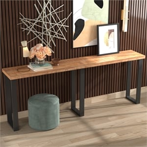 Casartis Living Mango 90&quot Transitional Wood Console Table in Brown/Black