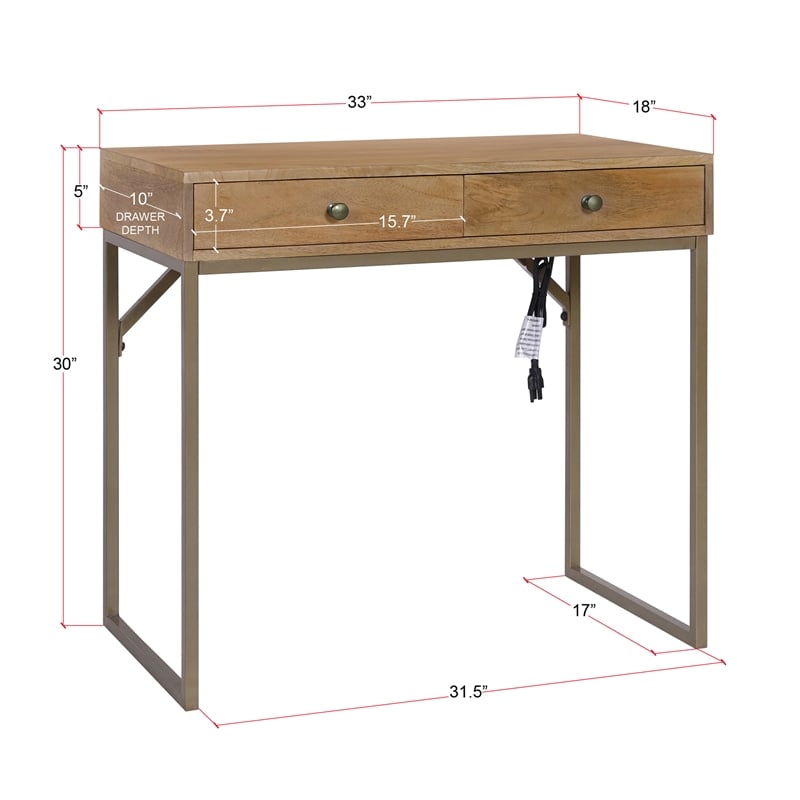 Casartis Living Linden Solid Wood  Modular Desk in Sunshine Brown