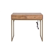 Casartis Living Mid-Century Wood and Metal Writing Desk in Brown/Gold