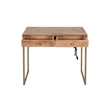 Casartis Living Mid-Century Wood and Metal Writing Desk in Brown/Gold