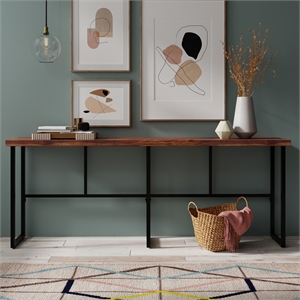 Casartis Living Anthem 90&quot Transitional Wood Console Table in Brown/Black