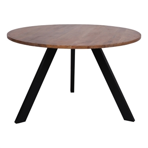 Casartis Living Plano 62&quot Modern Wood and Metal Dining Table in Brown/Black