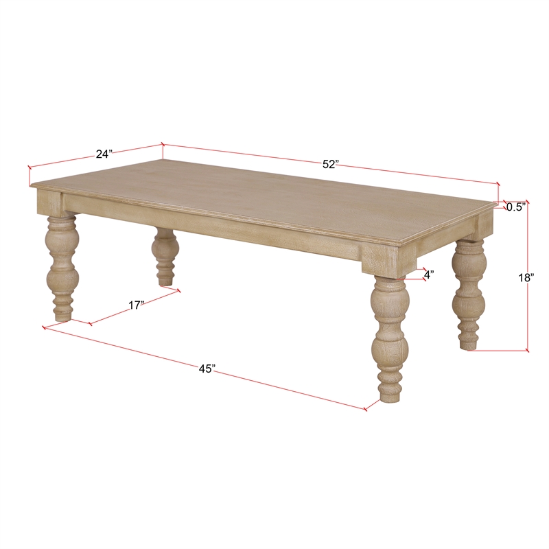 Casartis Living James Rectangular Farmhouse Solid Wood Coffee Table in Natural