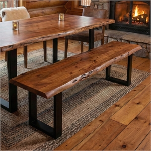Casartis Living Legacy 63&quotL Solid Wood Live Edge Dining Bench in Brown and Black