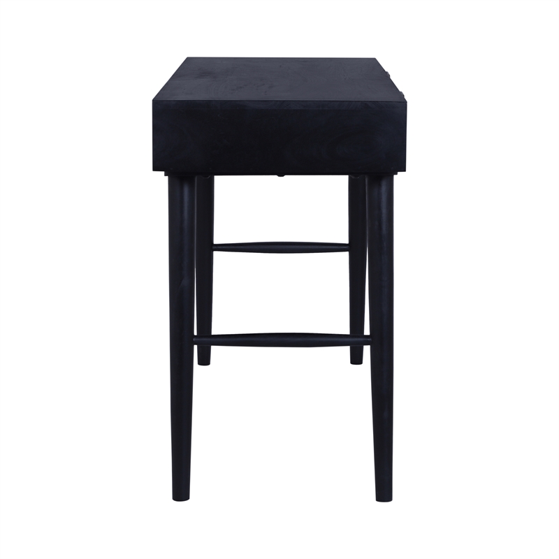 Casartis Living Ella Cane Solid Wood Desk w/ Built-in-Outlet in Black
