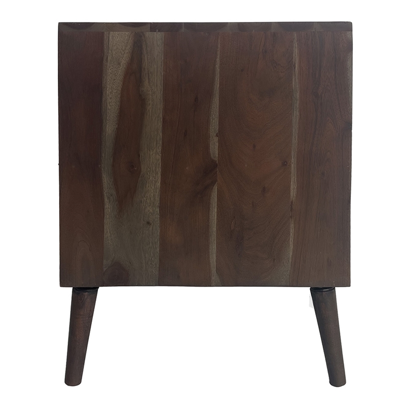 Mid-Century Modern 18W Solid Wood Nightstand with Drawer in Gray