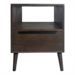 Mid-Century Modern 18W Solid Wood Nightstand with Drawer in Gray