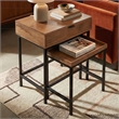 Casartis Living Atelier Solid Wood Iron Nesting Table Set of 2 in Honey Brown