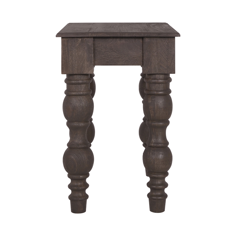 Casartis Living French Country Solid Wood Side Table with Drawer in Coffee Brown