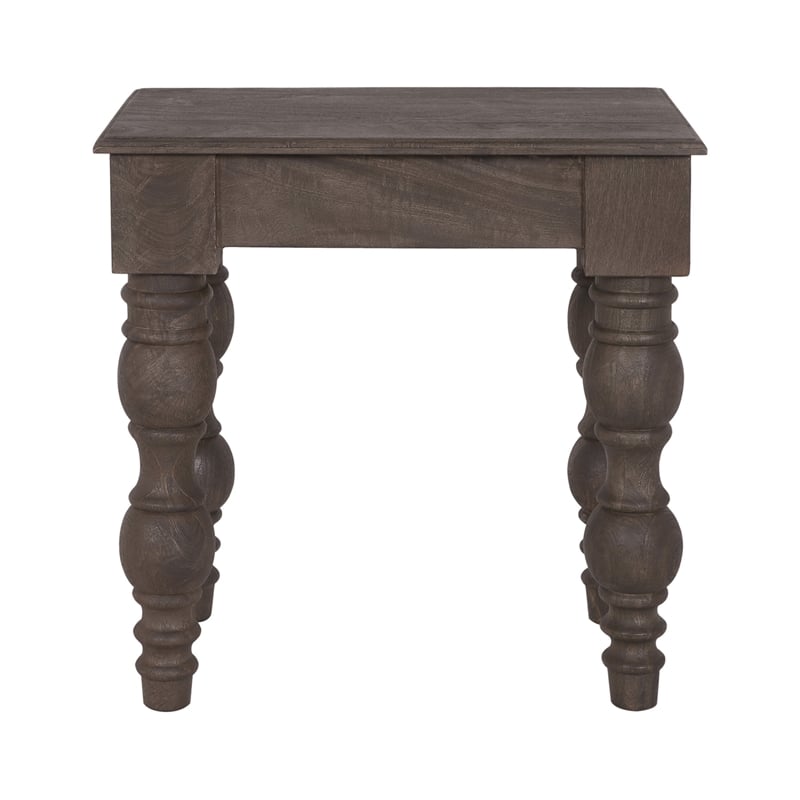 Casartis Living French Country Solid Wood Side Table with Drawer in Coffee Brown
