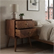 Casartis Living Geometric Mid-Century Solid Wood Nightstand in Acacia Brown