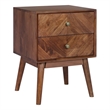 Casartis Living Geometric Mid-Century Solid Wood Nightstand in Acacia Brown