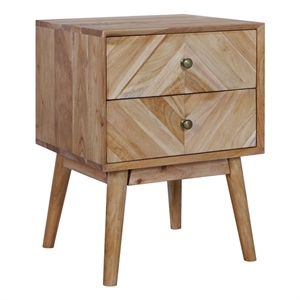 Casartis Living Geometric Mid-Century Solid Wood Nightstand in Natural