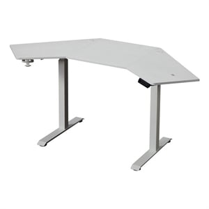 Kowo K314 Corner Electric Height Adjustable Wood Standing Desk in White