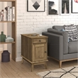 Kowo Wood Storage End Table with Drawer and Cabinet in Golden Oak