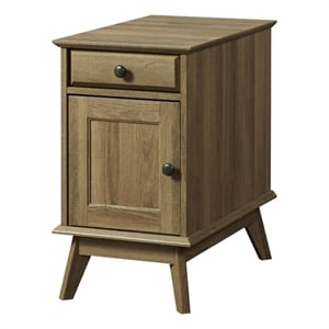 Kowo Wood Storage End Table with Drawer and Cabinet in Golden Oak