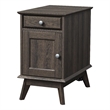 Kowo Wood Storage End Table with Drawer and Cabinet in Smoky Oak