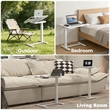 Kowo Electric Height Adjustable Wood/Metal Side End Table in White