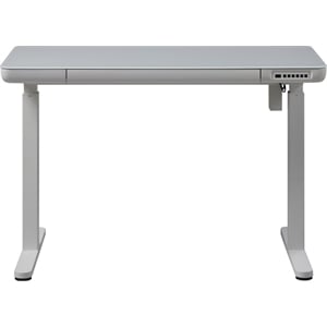 Kowo 48&quot K302 Tempered Glass Electric Wood Standing Desk with Drawer in Black