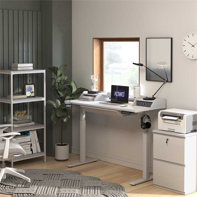 Kowo 2-Drawer Engineered Wood/Metal File Cabinet with Lock in White