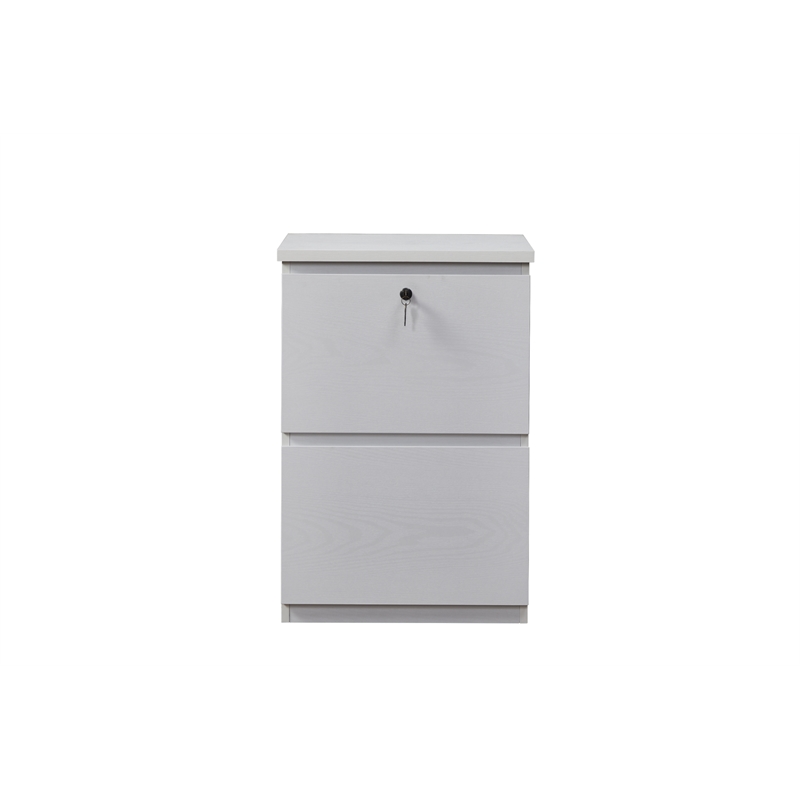 Kowo 2-Drawer Engineered Wood/Metal File Cabinet with Lock in White