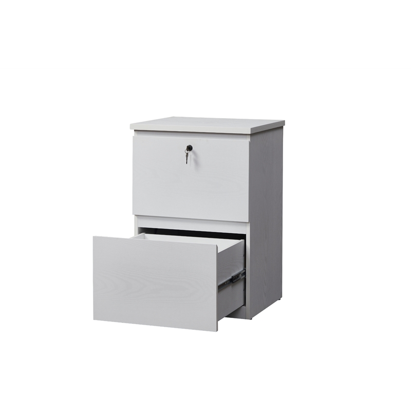 Kowo 2-Drawer Engineered Wood/Metal File Cabinet with Lock in White