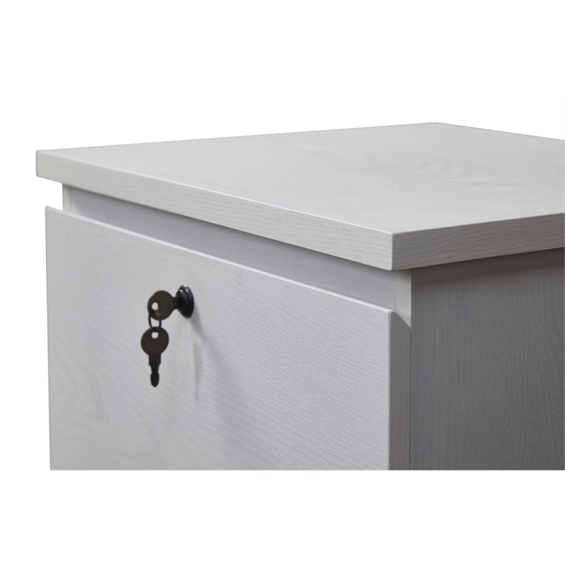 Kowo 2-Drawer Engineered Wood/Metal File Cabinet with Lock in White
