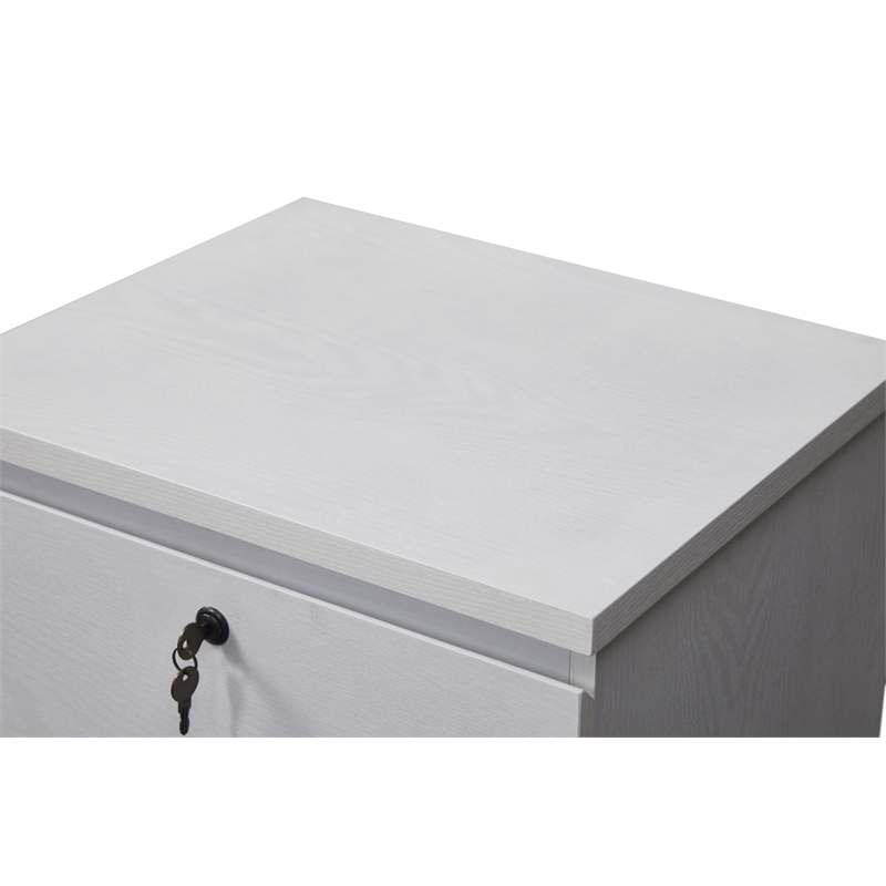 Kowo 2-Drawer Engineered Wood/Metal File Cabinet with Lock in White