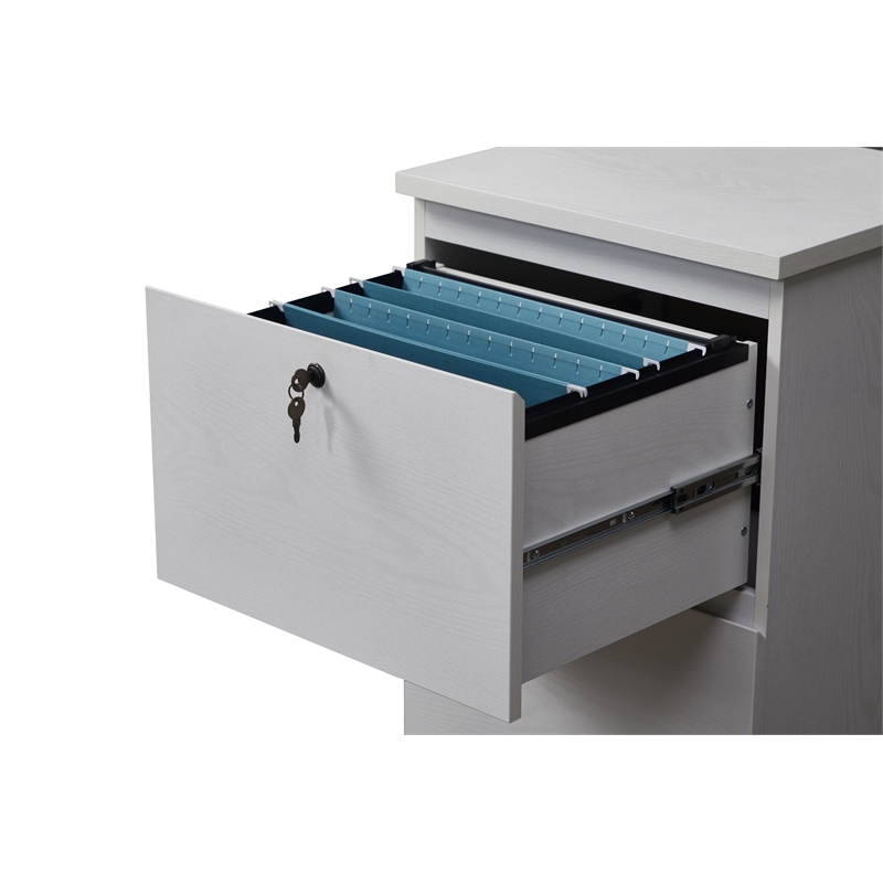Kowo 2-Drawer Engineered Wood/Metal File Cabinet with Lock in White