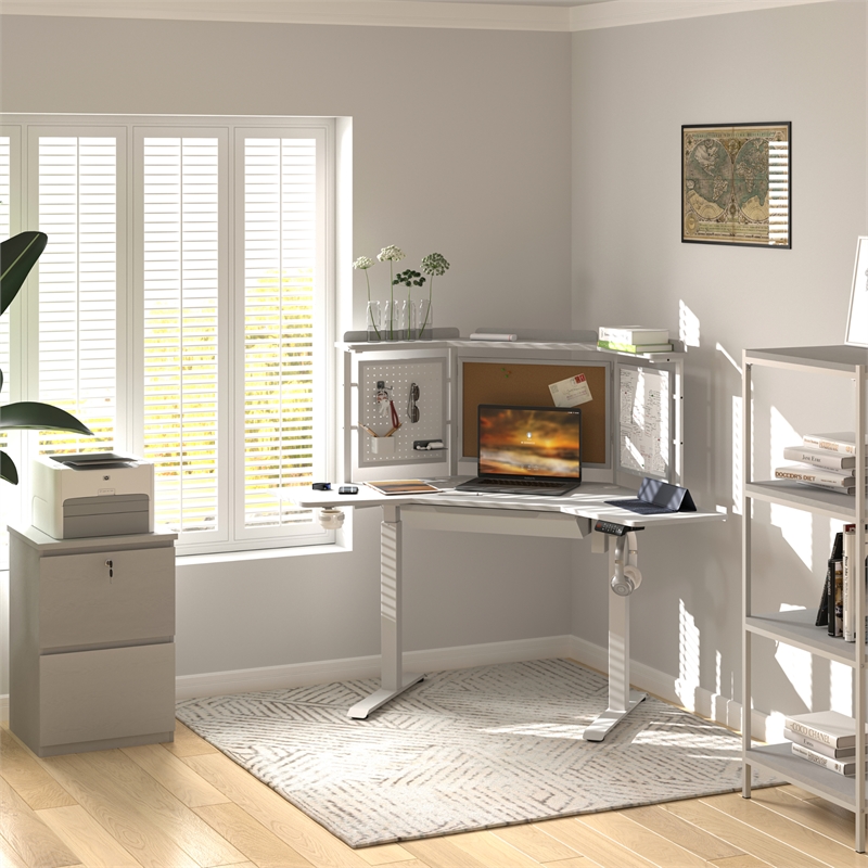 Kowo 2-Drawer Engineered Wood/Metal File Cabinet with Lock in White
