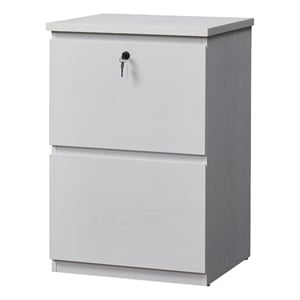 Kowo 2-Drawer Engineered Wood/Metal File Cabinet with Lock in White