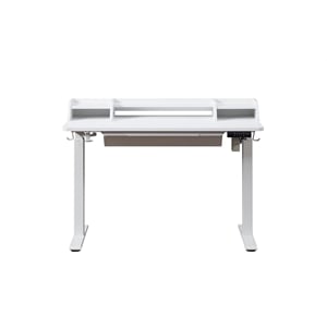 Kowo 48&quot K304 Electric Wood Standing Desk with Hutch and Drawer in White