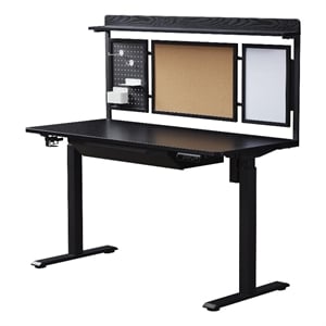 Kowo 55&quot K304 Electric Wood Standing Desk with Back Borad and Drawer Black
