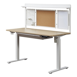 Kowo 55&quot K304 Wood Standing Desk with Back Borad and Drawer Natural/White