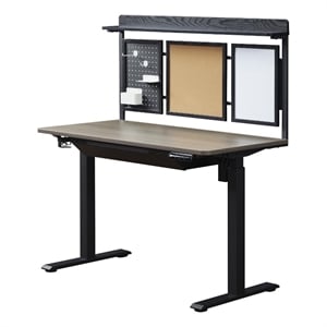 Kowo 48&quot K304 Electric Wood Standing Desk with Back Borad and Drawer Gray Oak