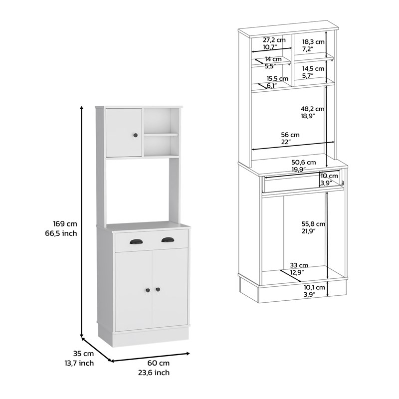 Selmer 3-Door Engineered Wood Pantry Cabinet in White