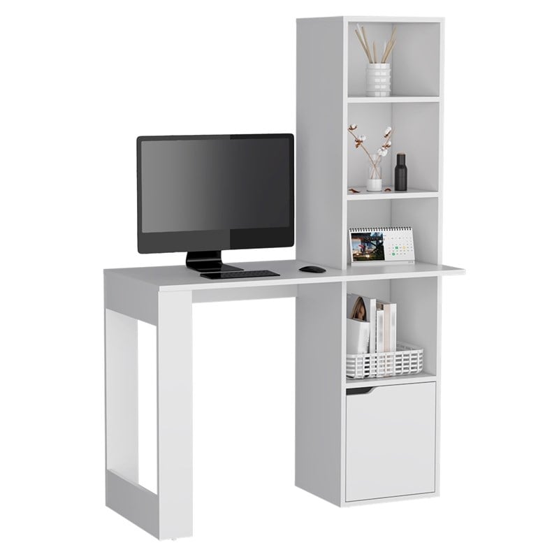 Ripley Writing Desk Bookcase and Cabinet in White Engineered Wood