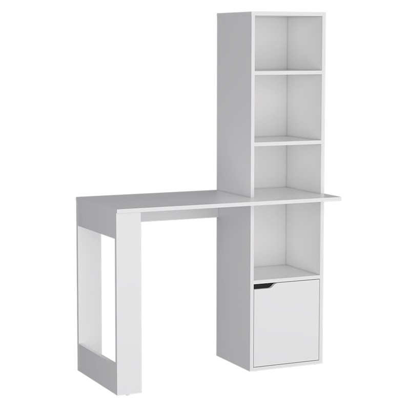 Ripley Writing Desk Bookcase and Cabinet in White Engineered Wood