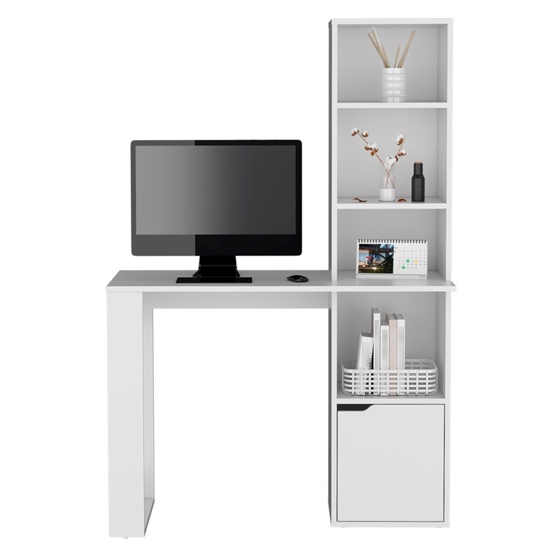 Ripley Writing Desk Bookcase and Cabinet in White Engineered Wood