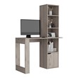 Ripley Writing Desk Bookcase and Cabinet in Gray Engineered Wood