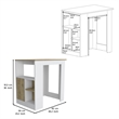 Masset Kitchen Island with Side Shelves in White Engineered Wood