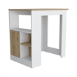 Masset Kitchen Island with Side Shelves in White Engineered Wood