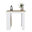 Masset Kitchen Island with Side Shelves in White Engineered Wood