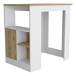 Masset Kitchen Island with Side Shelves in White Engineered Wood