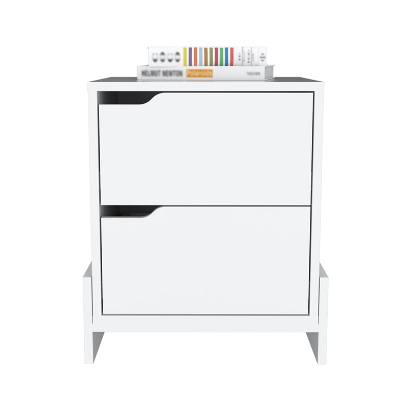 Depot EShop Haines 2-Drawer Engineered Wood Nightstand in White