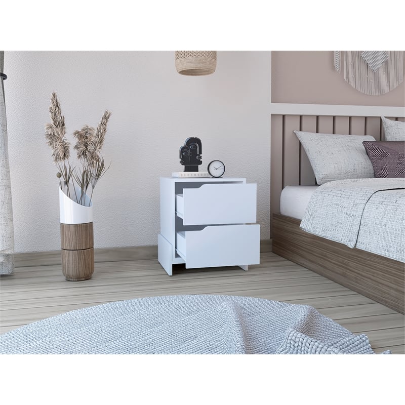 Depot EShop Haines 2-Drawer Engineered Wood Nightstand in White