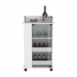 Depot EShop Lansing Engineered Wood Bar Cart with 2-Side Shelves in White