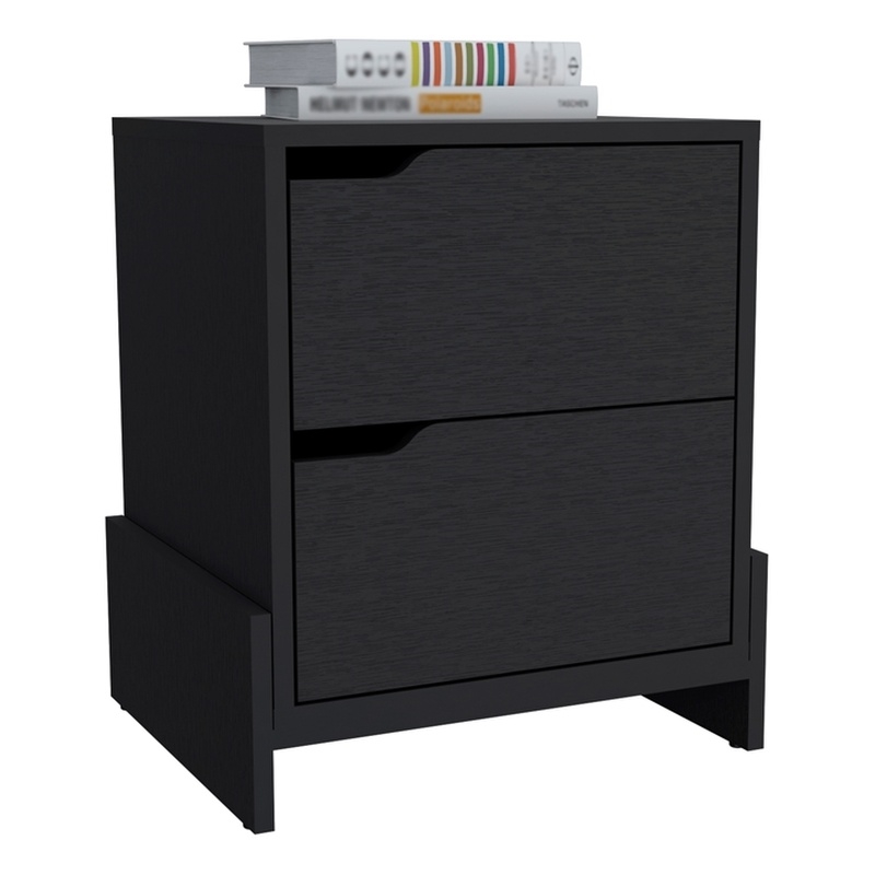 Depot EShop Haines 2-Drawer Engineered Wood Nightstand in Black